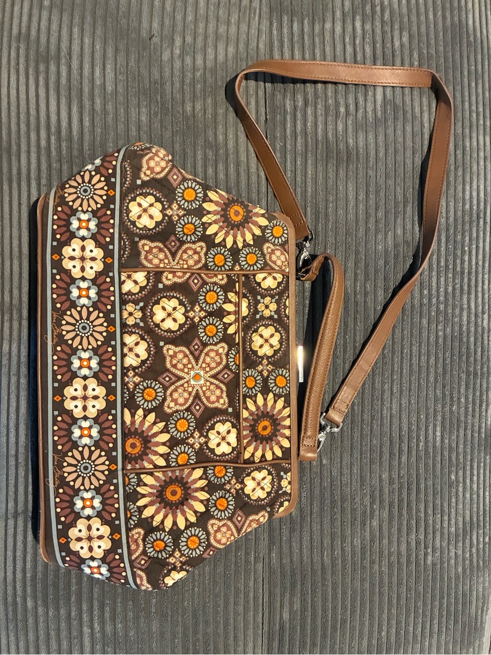 Brown Floral Crossbody Bag - Unbranded